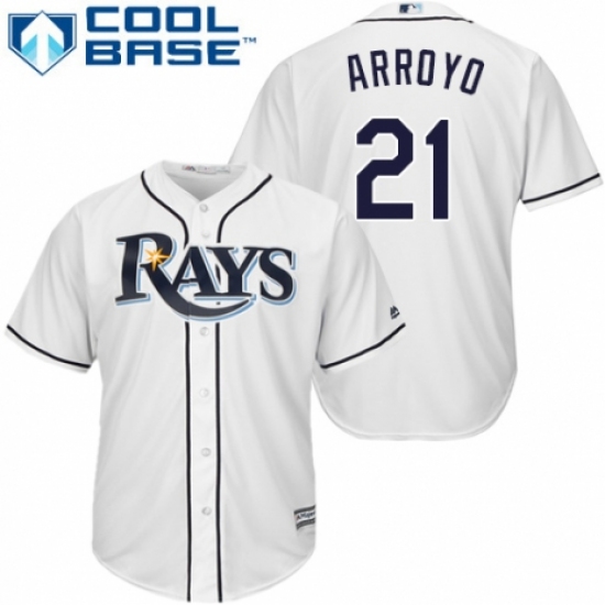 Youth Majestic Tampa Bay Rays 21 Christian Arroyo Authentic White Home Cool Base MLB Jersey