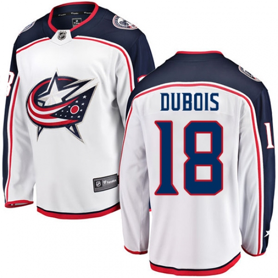 Men's Columbus Blue Jackets 18 Pierre-Luc Dubois Fanatics Branded White Away Breakaway NHL Jersey