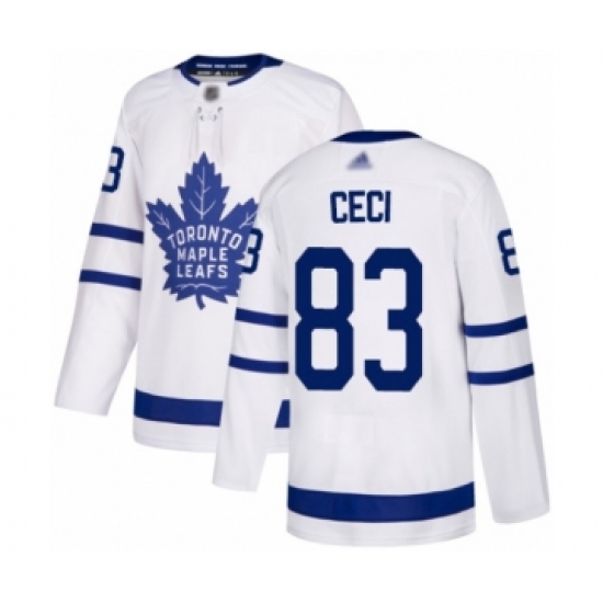 Youth Toronto Maple Leafs 83 Cody Ceci Authentic White Away Hockey Jersey