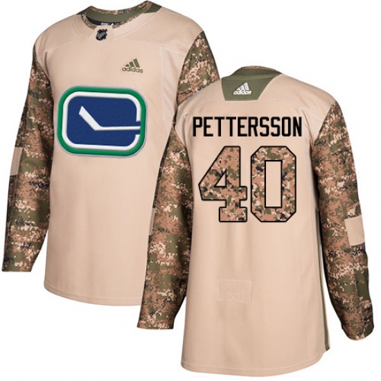 Youth Adidas Vancouver Canucks 40 Elias Pettersson Camo Authentic 2017 Veterans Day Stitched NHL Jersey