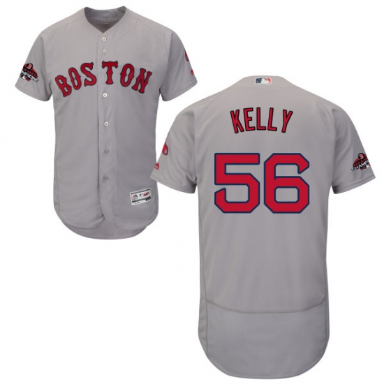 Men's Majestic Boston Red Sox 56 Joe Kelly Grey Road Flex Base Authentic Collection 2018 World Series Champions MLB Jersey