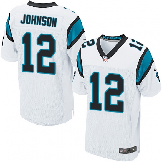 Men's Nike Carolina Panthers 12 Charles Johnson Elite White NFL Jersey