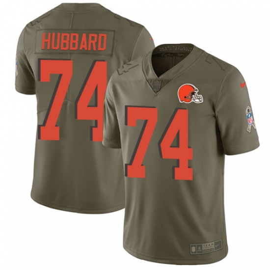 Men's Nike Cleveland Browns 74 Chris Hubbard Limited Olive 2017 Salute to Service NFL Jersey