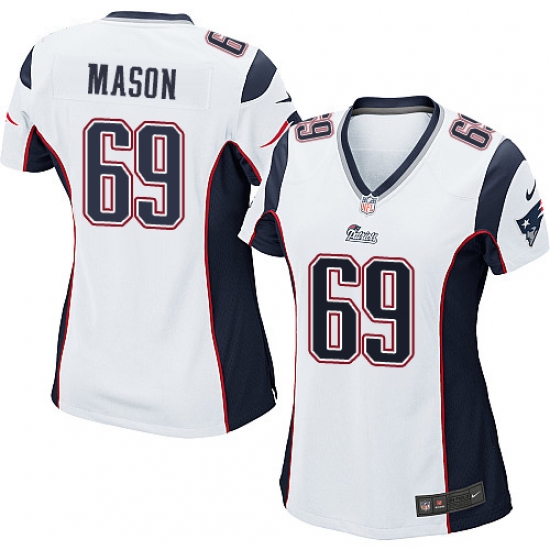 Women's Nike New England Patriots 69 Shaq Mason Game White NFL Jersey