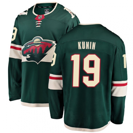 Youth Minnesota Wild 19 Luke Kunin Authentic Green Home Fanatics Branded Breakaway NHL Jersey