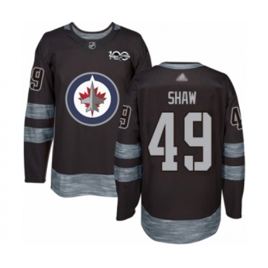 Men's Winnipeg Jets 49 Logan Shaw Authentic Black 1917-2017 100th Anniversary Hockey Jersey