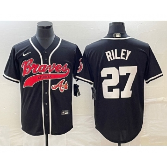 Men's Atlanta Braves 27 Austin Riley Black Cool Base Stitched Baseball Jersey