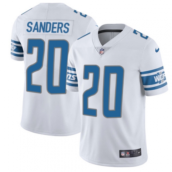 Men's Nike Detroit Lions 20 Barry Sanders Elite White NFL Jersey