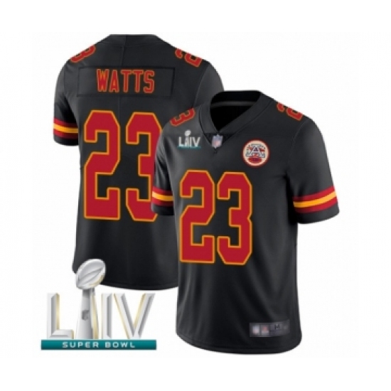 Men's Kansas City Chiefs 23 Armani Watts Limited Black Rush Vapor Untouchable Super Bowl LIV Bound Football Jersey