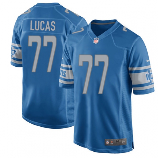 Men's Nike Detroit Lions 77 Cornelius Lucas Game Light Blue Team Color NFL Jersey