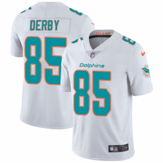 Men's Nike Miami Dolphins 85 A.J. Derby White Vapor Untouchable Limited Player NFL Jersey