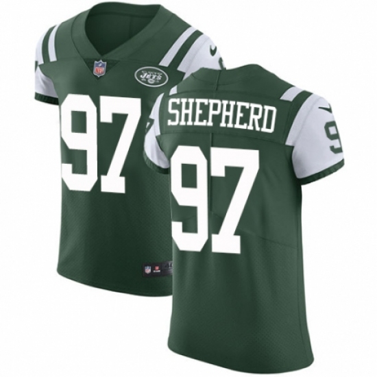 Men's Nike New York Jets 97 Nathan Shepherd Green Team Color Vapor Untouchable Elite Player NFL Jersey