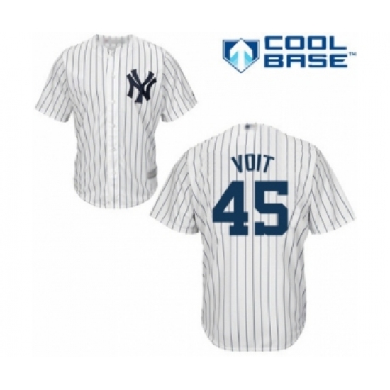Youth New York Yankees 45 Luke Voit Authentic White Home Baseball Player Jersey