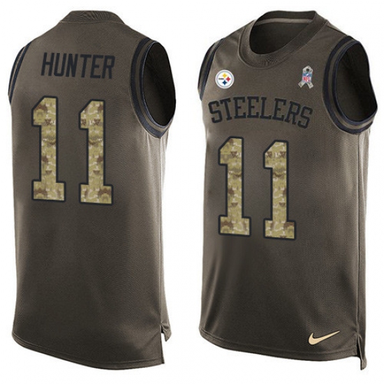 Men's Nike Pittsburgh Steelers 11 Justin Hunter Limited Green Salute to Service Tank Top NFL Jersey