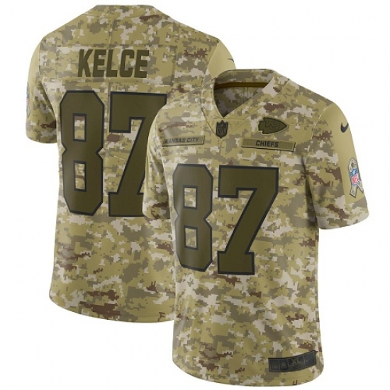Youth Nike Kansas City Chiefs 87 Travis Kelce Limited Camo 2018 Salute to Service NFL Jersey