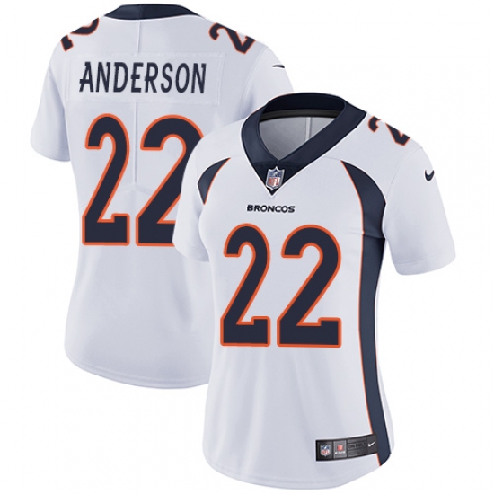 Women's Nike Denver Broncos 22 C.J. Anderson White Vapor Untouchable Limited Player NFL Jersey