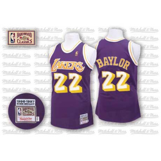Men's Mitchell and Ness Los Angeles Lakers 22 Elgin Baylor Swingman Purple Throwback NBA Jersey