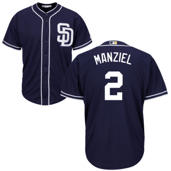 Men's Majestic San Diego Padres 2 Johnny Manziel Replica Navy Blue Alternate 1 Cool Base MLB Jersey