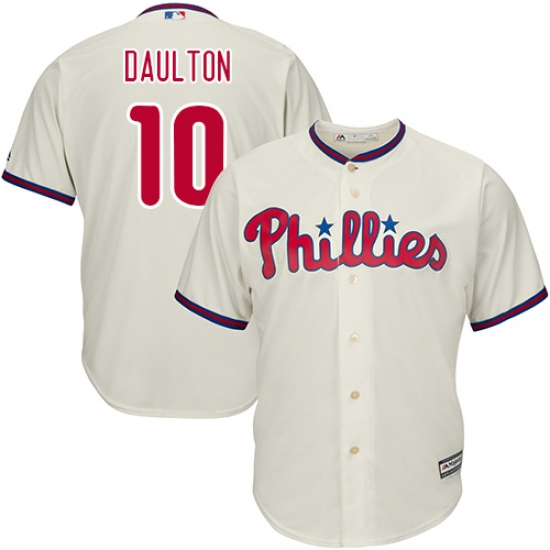 Youth Majestic Philadelphia Phillies 10 Darren Daulton Replica Cream Alternate Cool Base MLB Jersey