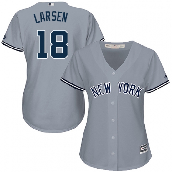 Women's Majestic New York Yankees 18 Don Larsen Authentic Grey Road MLB Jersey