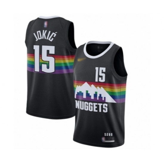 Men's Denver Nuggets 15 Nikola Jokic Swingman Black Basketball Jersey - 2019 20 City Edition