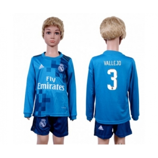 Real Madrid 3 Vallejo Sec Away Long Sleeves Kid Soccer Club Jersey