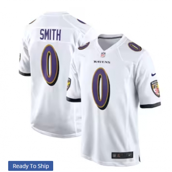 Men's Nike Baltimore Ravens 0 Roquan Smith White Team Limited Jersey