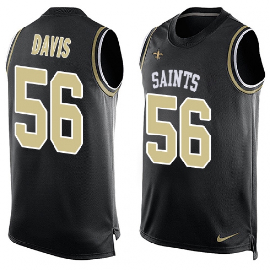 Men's Nike New Orleans Saints 56 DeMario Davis Limited Black Player Name & Number Tank Top NFL Jersey