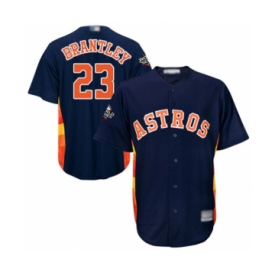 Youth Houston Astros 23 Michael Brantley Authentic Navy Blue Alternate Cool Base 2019 World Series Bound Baseball Jersey