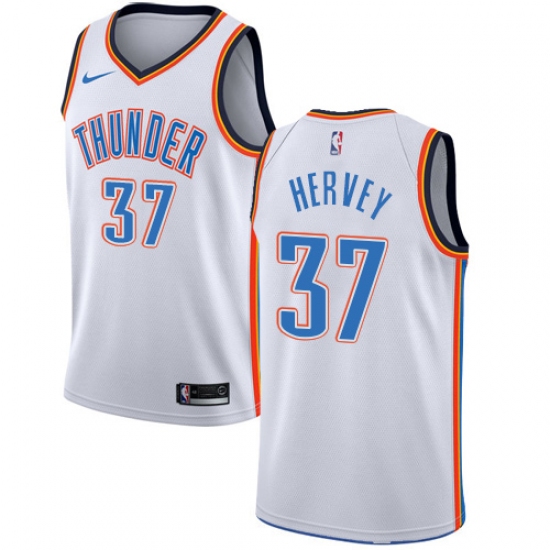 Men's Nike Oklahoma City Thunder 37 Kevin Hervey Swingman White NBA Jersey - Association Edition