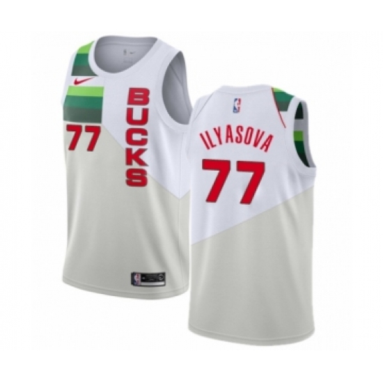Men's Nike Milwaukee Bucks 77 Ersan Ilyasova White Swingman Jersey - Earned Edition