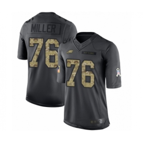 Men's Philadelphia Eagles 76 Shareef Miller Limited Black 2016 Salute to Service Football Jersey
