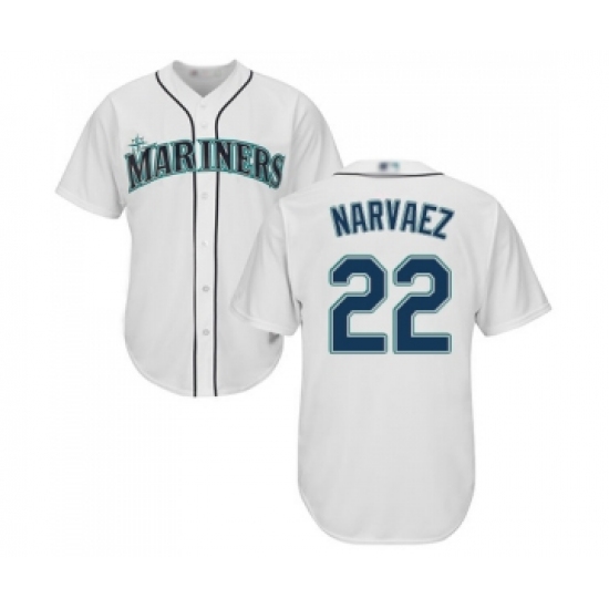 Men's Seattle Mariners 22 Omar Narvaez Replica White Home Cool Base Baseball Jersey