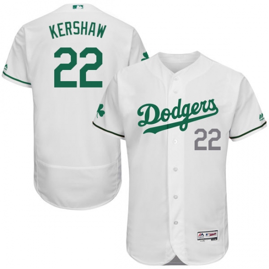 Men's Majestic Los Angeles Dodgers 22 Clayton Kershaw White Celtic Flexbase Authentic Collection MLB Jersey