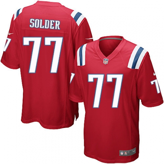 Men's Nike New England Patriots 77 Nate Solder Game Red Alternate NFL Jersey