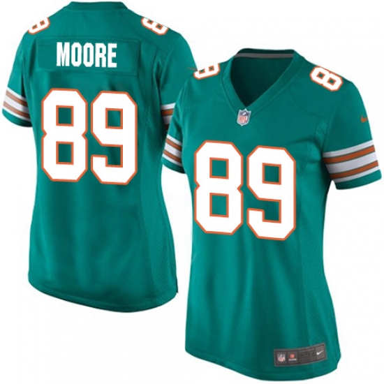 Women's Nike Miami Dolphins 89 Nat Moore Game Aqua Green Alternate NFL Jersey