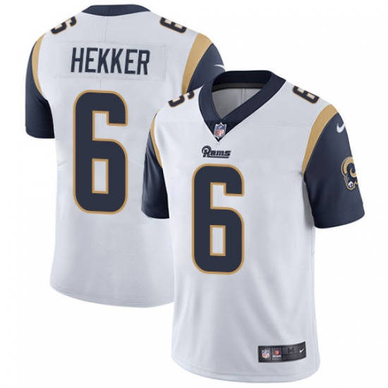Men's Nike Los Angeles Rams 6 Johnny Hekker White Vapor Untouchable Limited Player NFL Jersey
