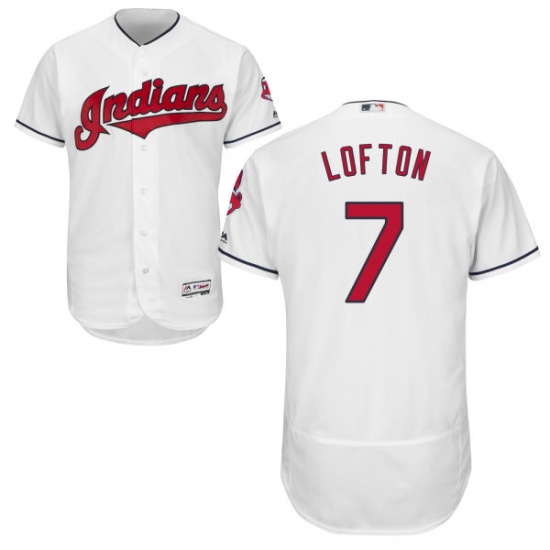 Men's Majestic Cleveland Indians 7 Kenny Lofton White Home Flex Base Authentic Collection MLB Jersey