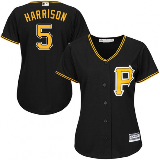 Women's Majestic Pittsburgh Pirates 5 Josh Harrison Replica Black Alternate Cool Base MLB Jersey