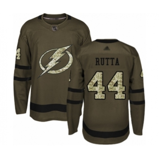 Men's Tampa Bay Lightning 44 Jan Rutta Authentic Green Salute to Service Hockey Jersey