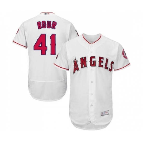 Men's Los Angeles Angels of Anaheim 41 Justin Bour White Home Flex Base Authentic Collection Baseball Jersey