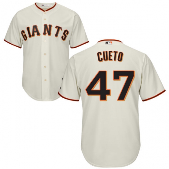 Men's Majestic San Francisco Giants 47 Johnny Cueto Replica Cream Home Cool Base MLB Jersey