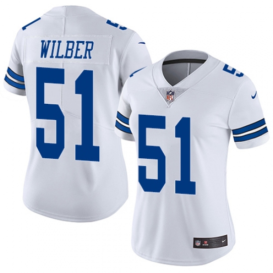 Women's Nike Dallas Cowboys 51 Kyle Wilber White Vapor Untouchable Limited Player NFL Jersey