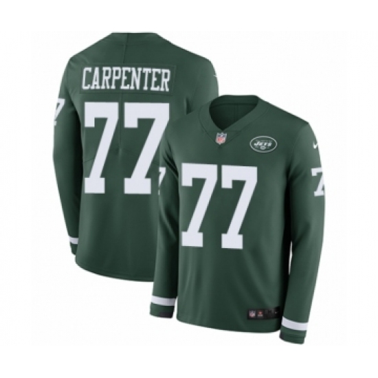 Men's Nike New York Jets 77 James Carpenter Limited Green Therma Long Sleeve NFL Jersey
