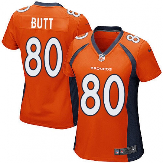 Women's Nike Denver Broncos 80 Jake Butt Game Orange Team Color NFL Jersey