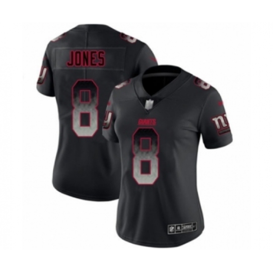 Women's New York Giants 8 Daniel Jones Limited Black Smoke Fashion Football Jersey
