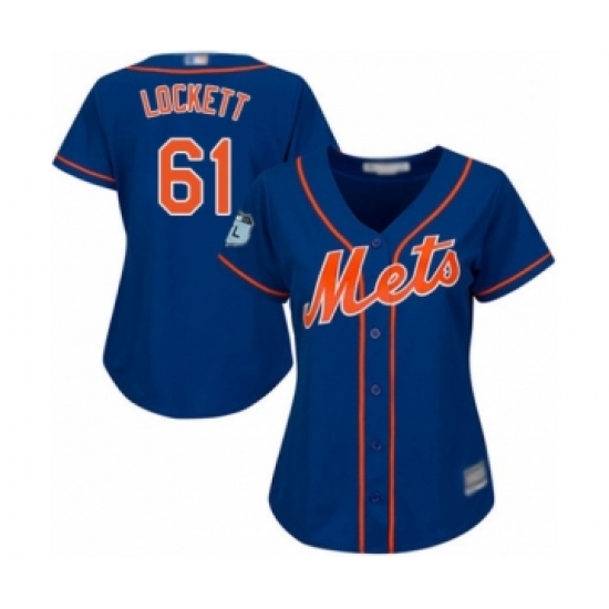 Women's New York Mets 61 Walker Lockett Authentic Royal Blue Alternate Home Cool Base Baseball Player Jersey