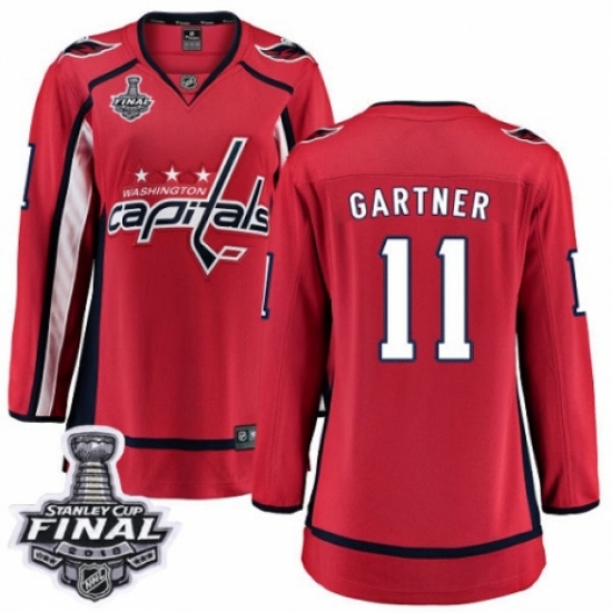 Women's Washington Capitals 11 Mike Gartner Fanatics Branded Red Home Breakaway 2018 Stanley Cup Final NHL Jersey