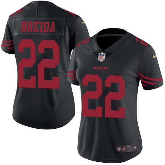 Women's Nike San Francisco 49ers 22 Matt Breida Limited Black Rush Vapor Untouchable NFL Jersey
