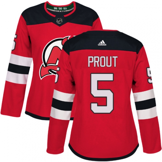 Women's Adidas New Jersey Devils 5 Dalton Prout Authentic Red Home NHL Jersey